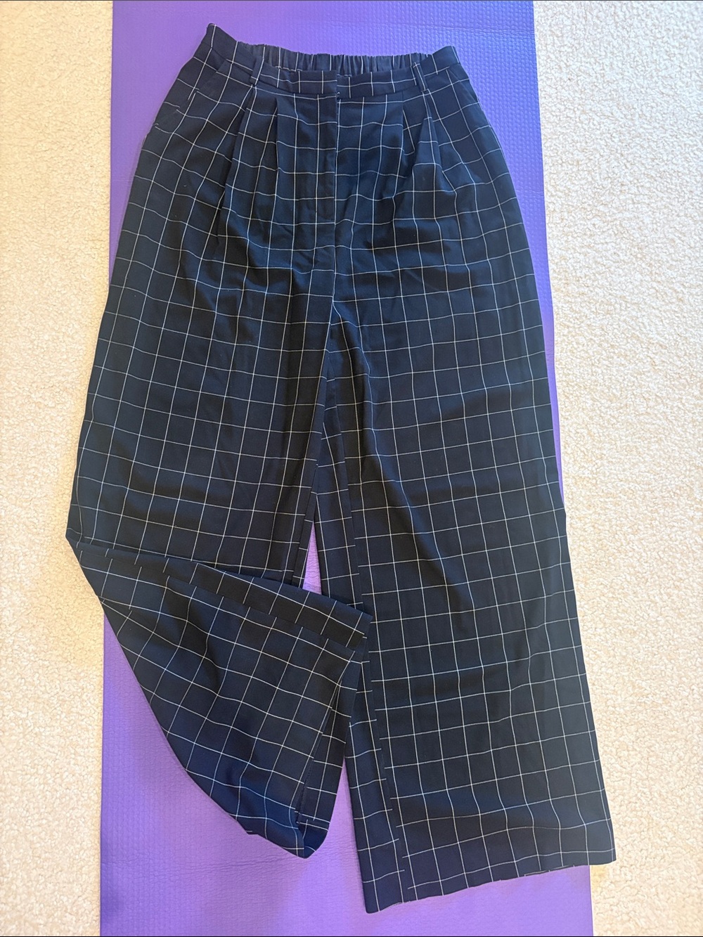 Nordstrom Rack Wide-Leg Black Windowpane Trousers